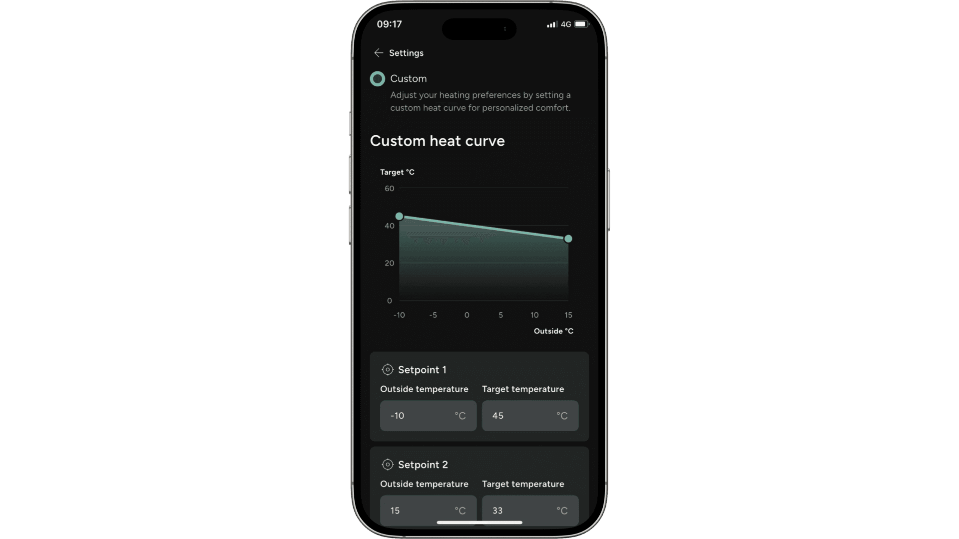 Stooklijn instellen DeWarmte App warmtepomp